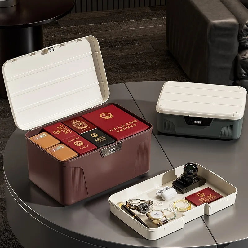 4-Digit Combination Lock Safe Box – Portable Security Organizer for Passports, Cash & Jewelry