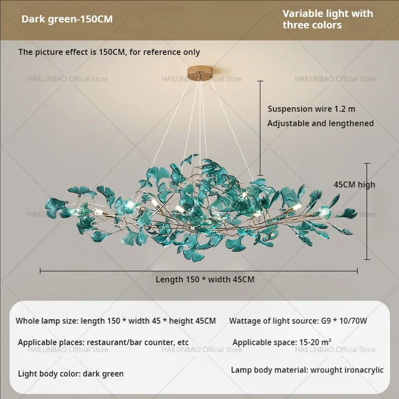 DecorBites™ Gingko Leaf Chandelier: Modern Luxury Art Decor for Home, Restaurant & Bar