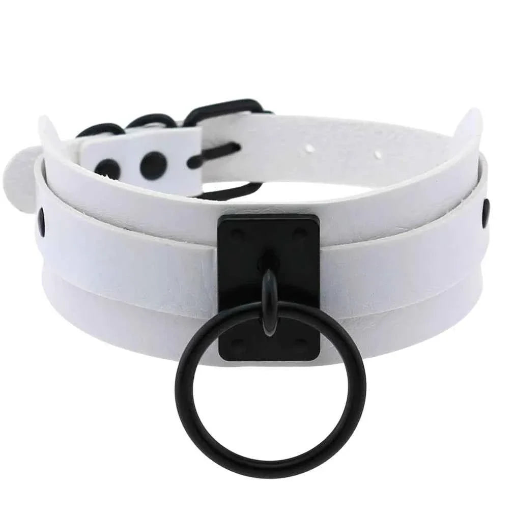 Metal Leather Choker Collar Goth Fashion Accessories