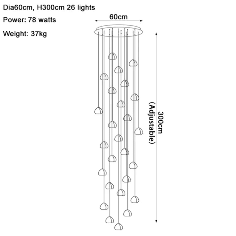 DecorBites™ Crystal Water Droplet Chandelier: Modern LED Staircase Pendant Light - Luxury Ball Hanging Lamp