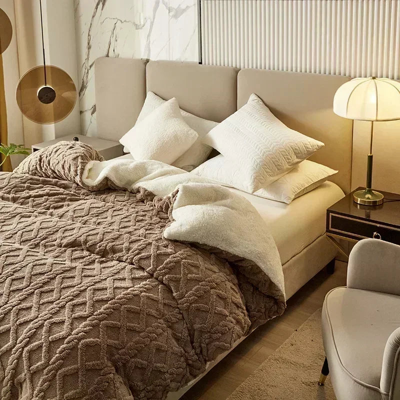 DecorBites™ Cozy Cashmere Blanket Duvet Cover - Soft Warm Fleece Quilt Cover for Beds