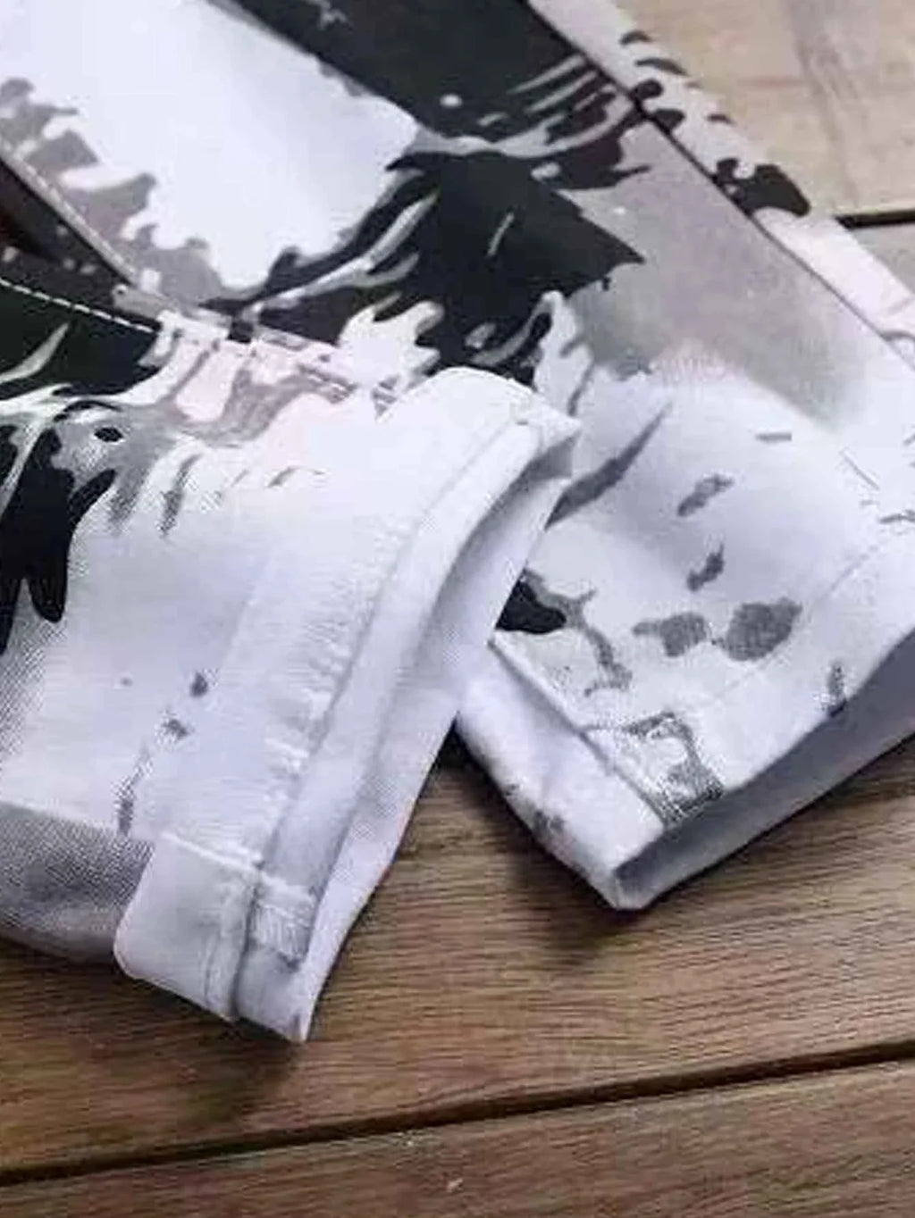 Men's Pants Casual Black And Grey Printed Denim Pants Slim Fit