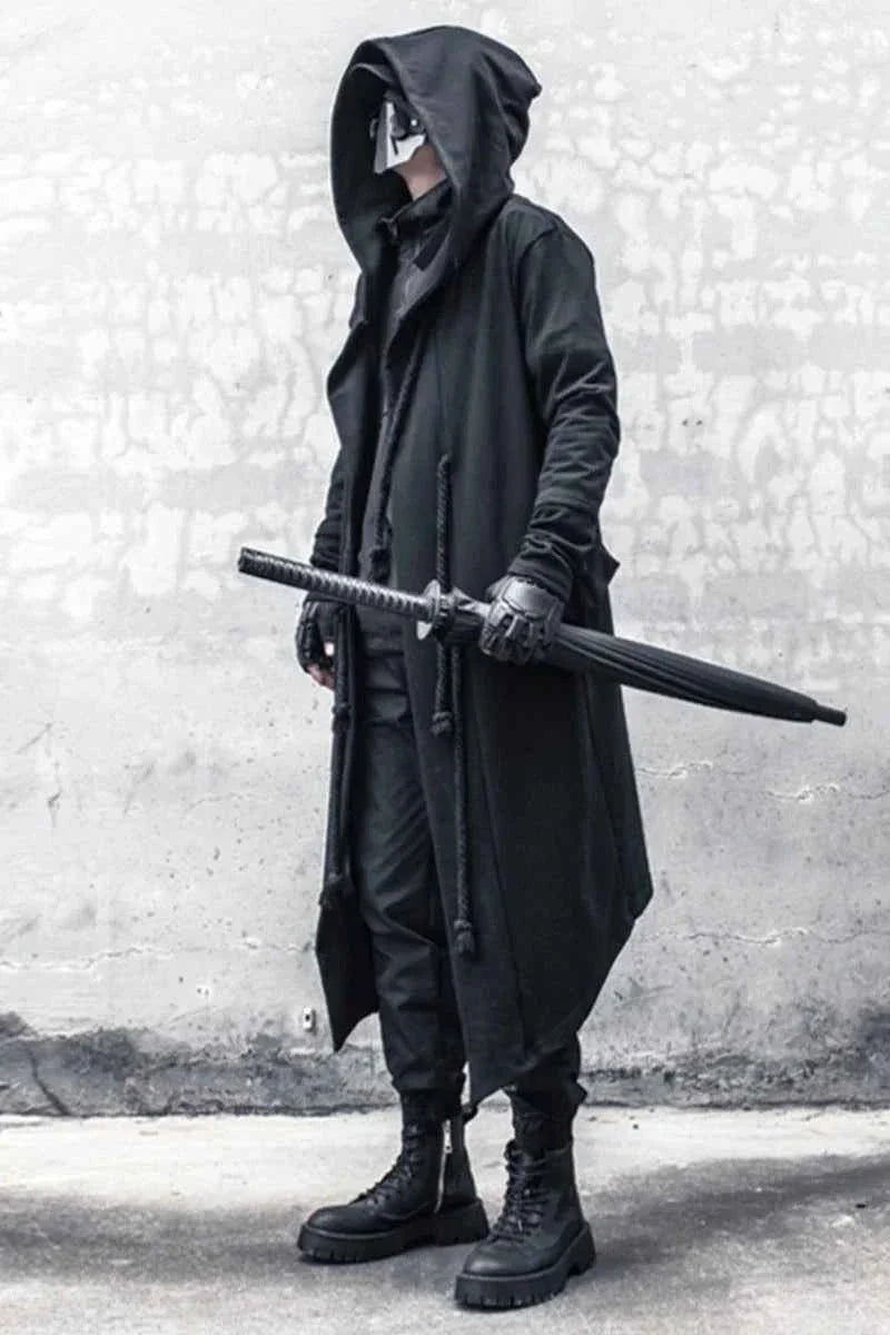 Men's Large Size Windbreaker Gothic Style Hoodie Long