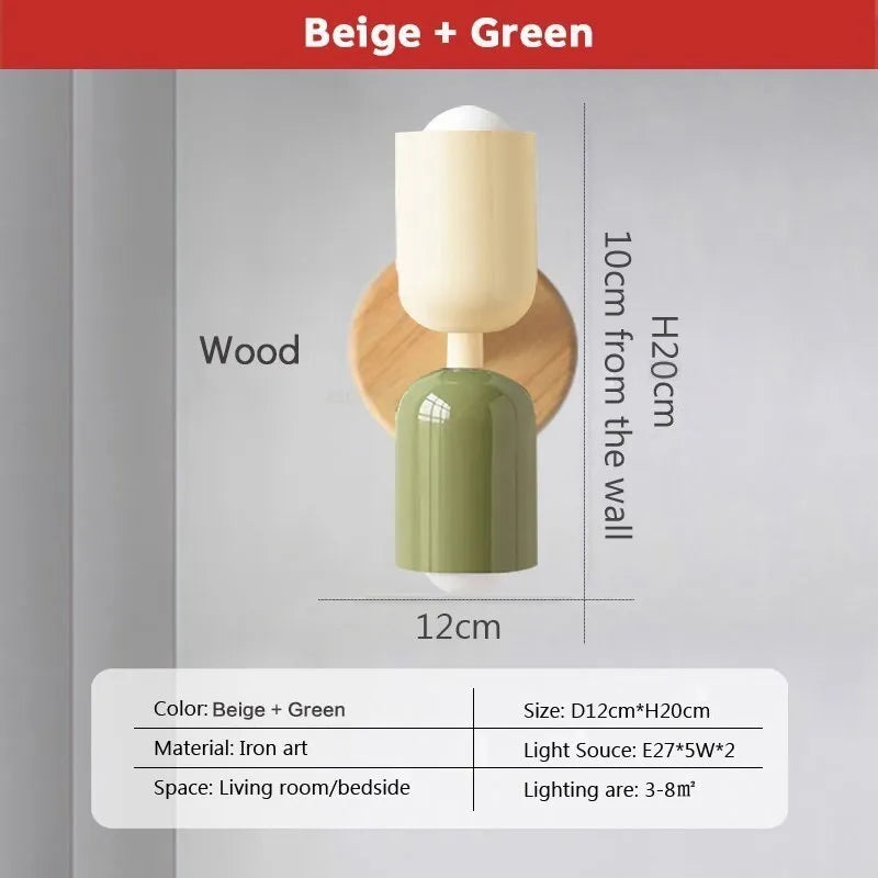 DecorBites™ Cream Zipper Wooden Wall Lamp for Bedroom Living Room Hallway Illumination