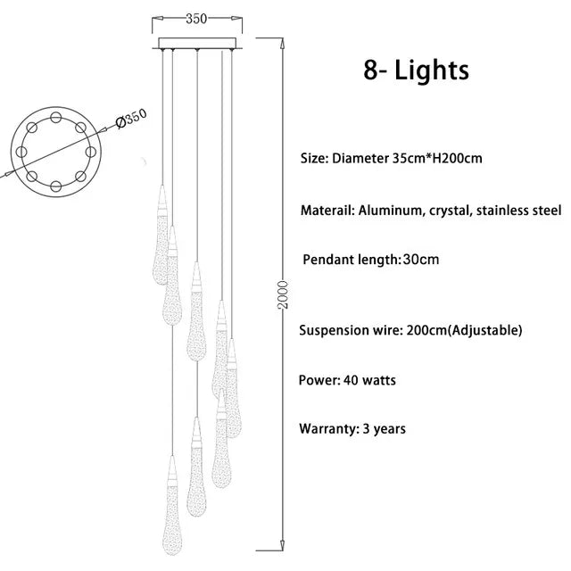 DecorBites™ Crystal LED Chandelier: Modern Loft Art Pendant Lighting for Restaurant, Bar, Staircase