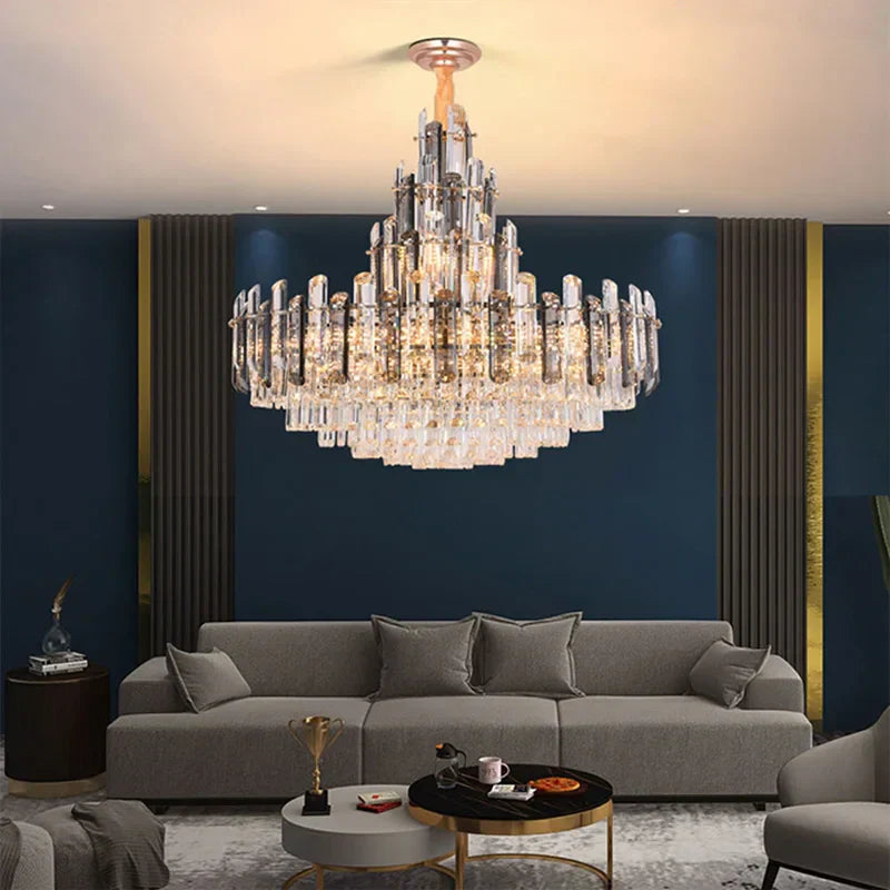 DecorBites™ Crystal LED Oval Round Chandelier Hanging Lamp - Dimmable Ceiling Pendant