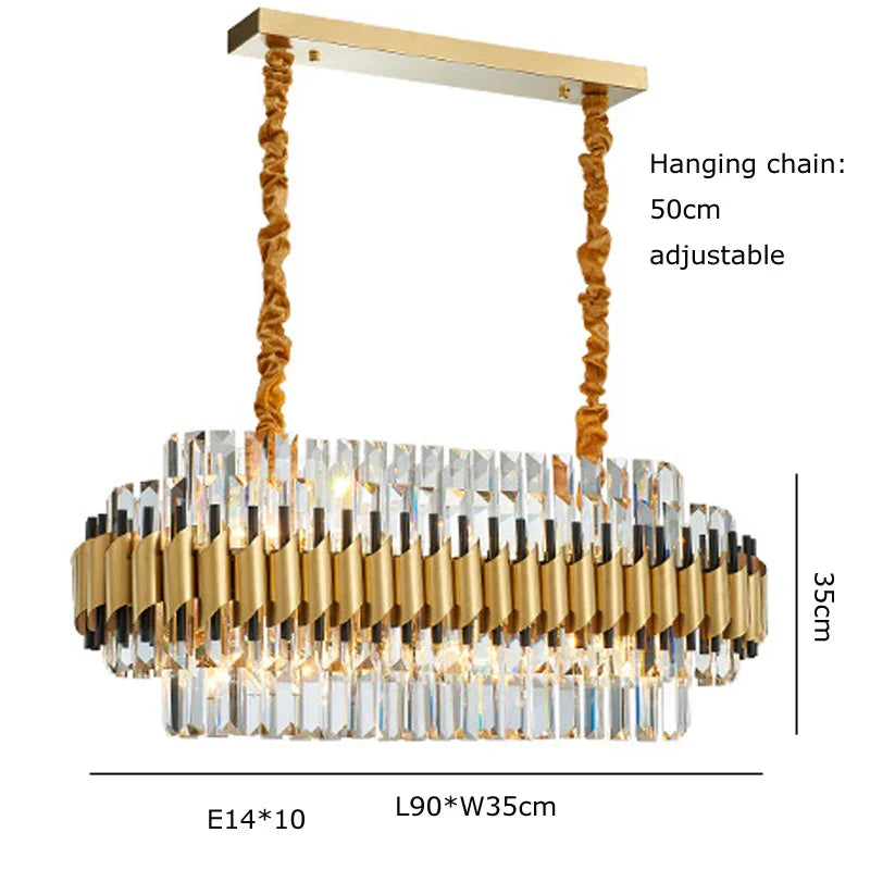 DecorBites™ Gold Crystal Chandelier LED Ceiling Pendant Light - Luxurious Living Room Decor