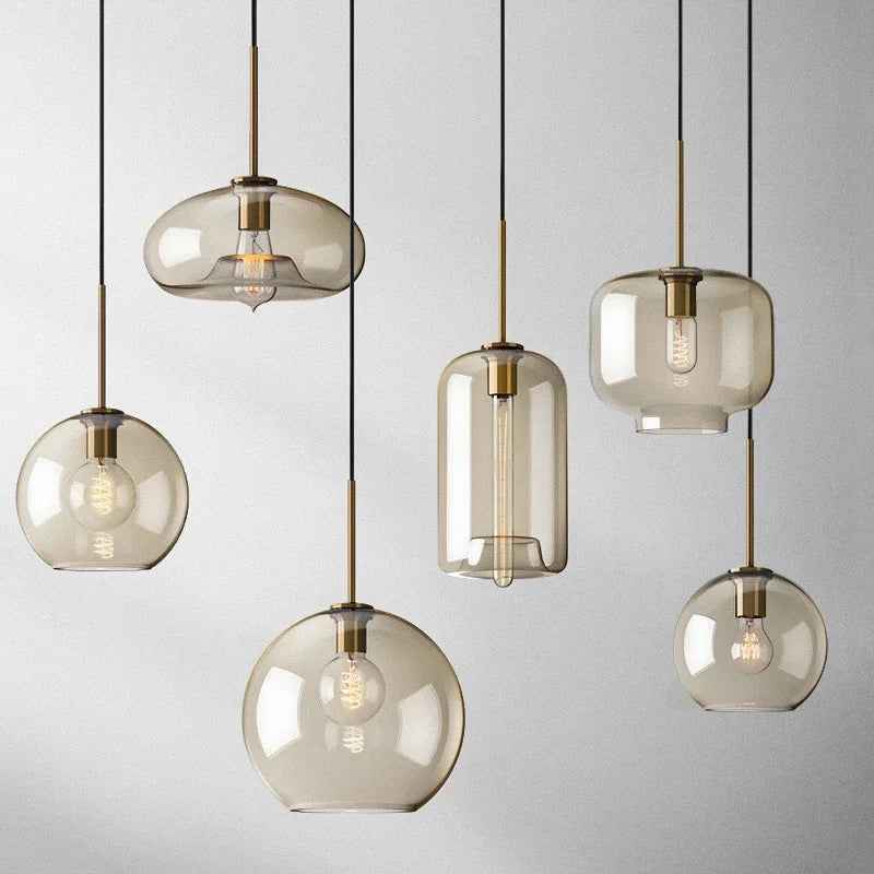 DecorBites™ Industrial Retro LED Glass Pendant Light Chandelier for Kitchen Restaurant