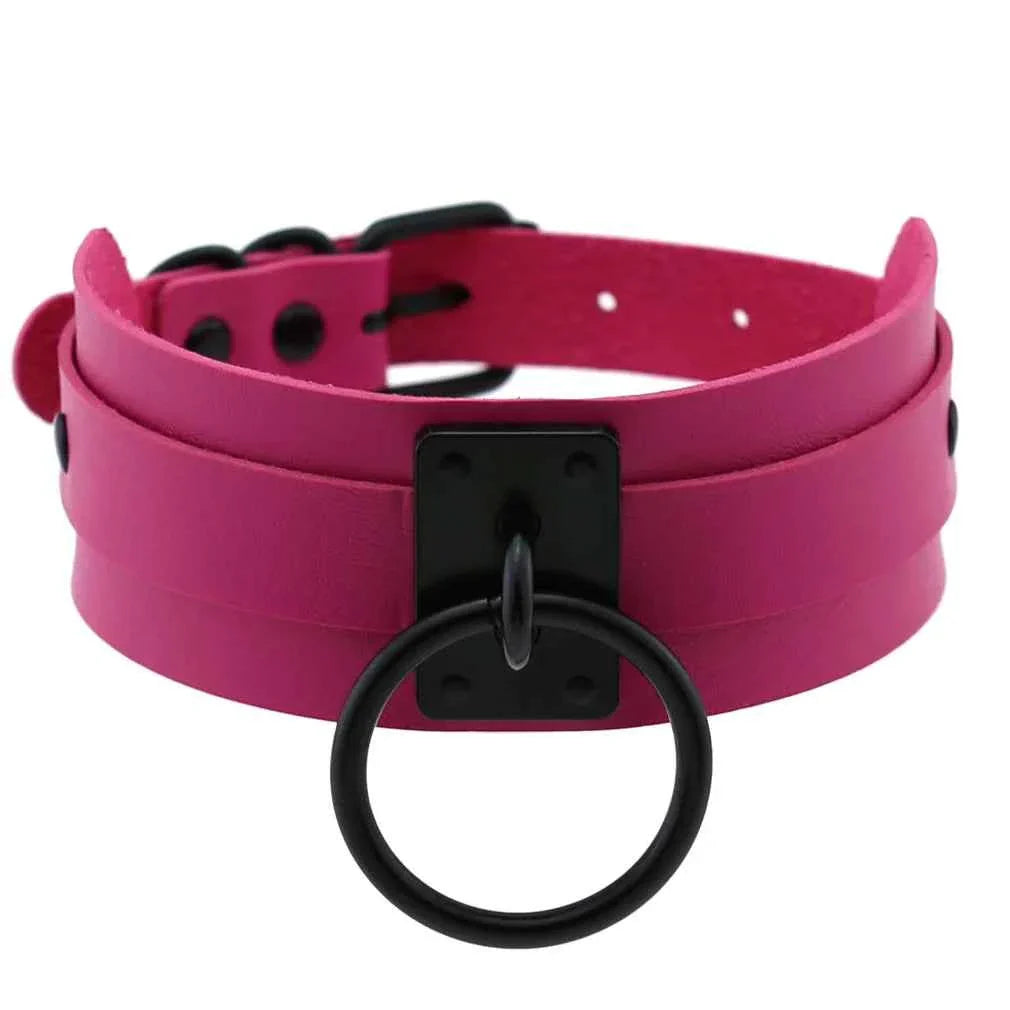 Metal Leather Choker Collar Goth Fashion Accessories