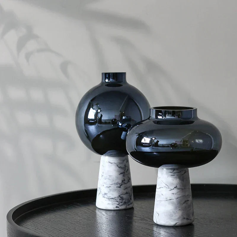 DecorBites™ Geometric Circle Star Glass Vase: Handicraft Home Decor Flower Arrangement Accessory