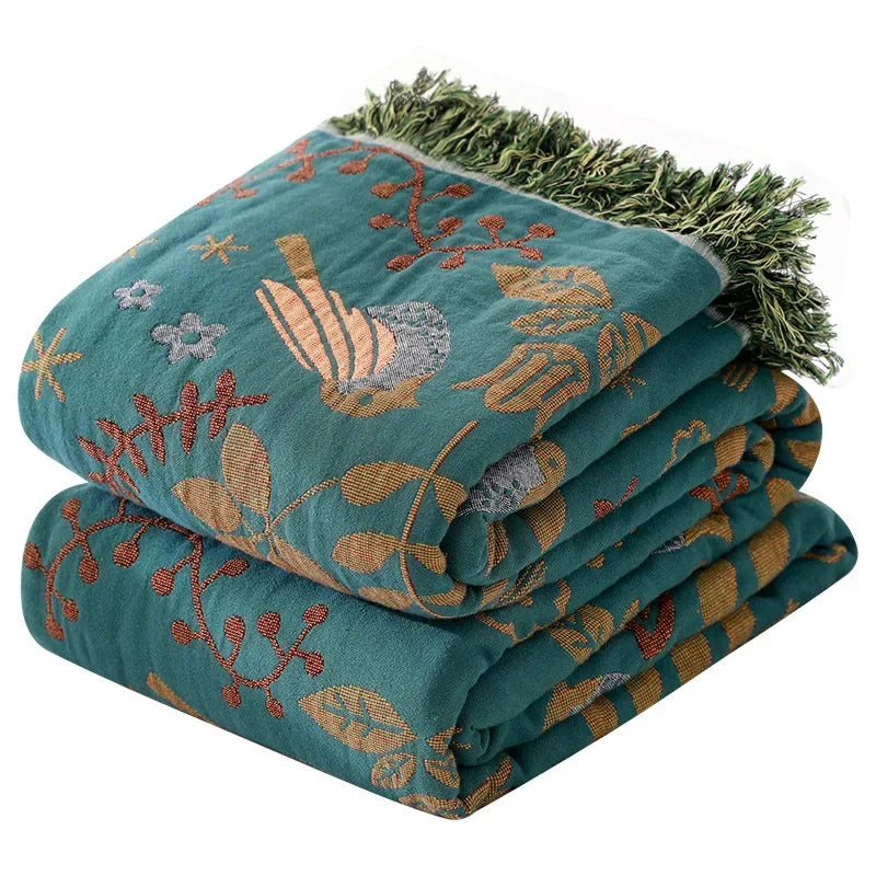 DecorBites™ Double-Sided Sofa Throw Blanket - Japanese Cotton Cover - All-Season Quilt & Travel Blanket