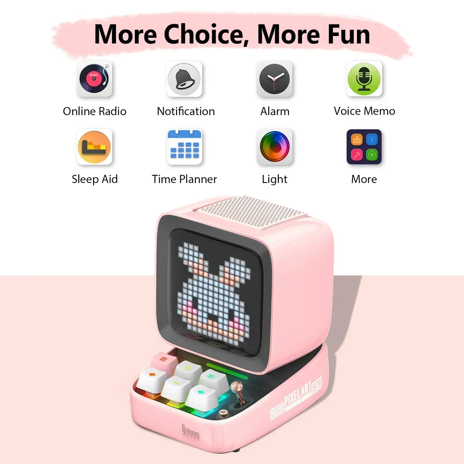 DecorBites™ Ditoo-Pro Bluetooth Speaker Retro Pixel Art Alarm Clock LED Display Board