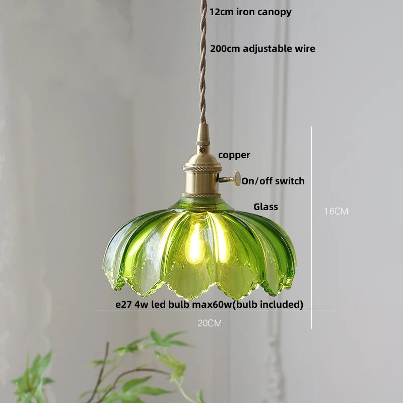 DecorBites™ Glass LED Pendant Lamp with Wood Handle - Modern Nordic Hanging Light