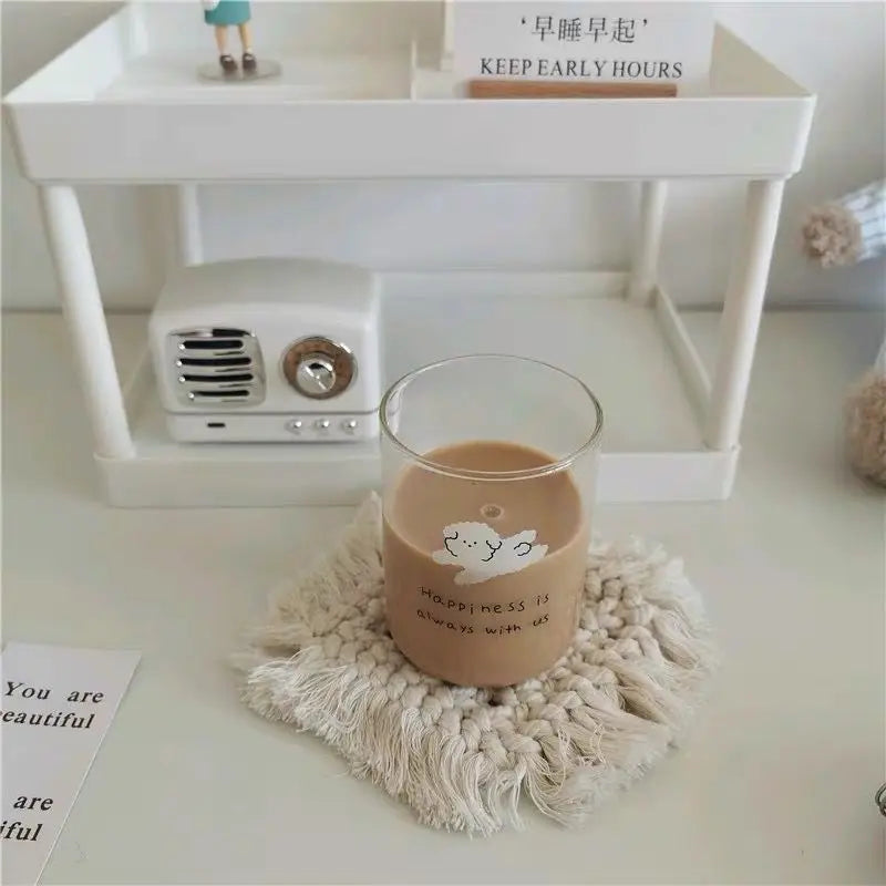 DecorBites™ Cute Dog Glass Cup: Heat-resistant Cartoon Coffee Milk Juice Drinking Glass