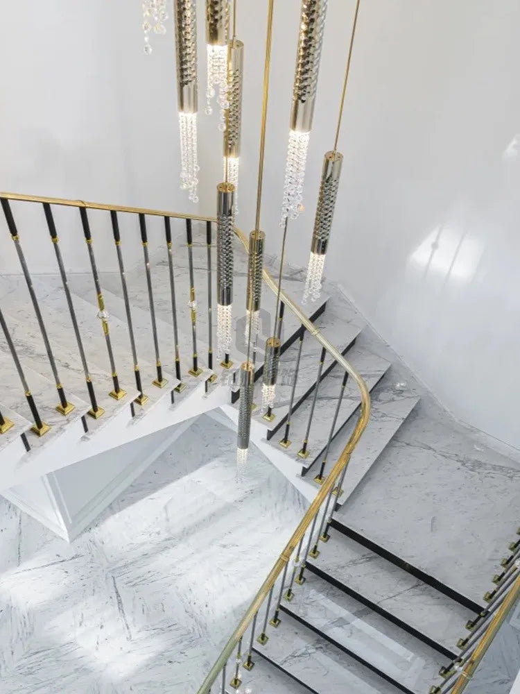 DecorBites™ Crystal LED Large Staircase Chandelier for Modern Living Room Hall Loft