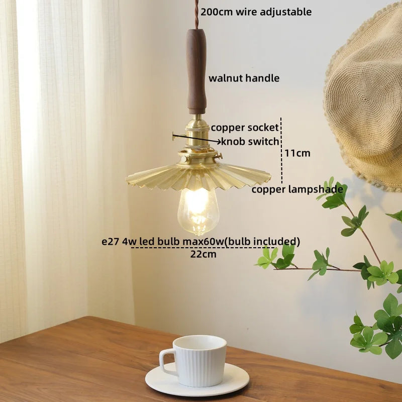 DecorBites™ Copper Walnut LED Pendant Lights, Modern Hanging Lamp for Hallway, Bedroom, Dining Room