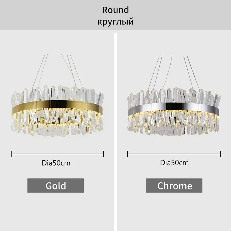 DecorBites™ Crystal LED Chrome Pendant Chandelier for Kitchen Dining Living Room