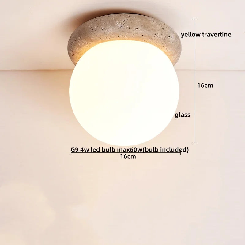 DecorBites™ Glass Ball LED Ceiling Light White Yellow Travertine Plafondlampen