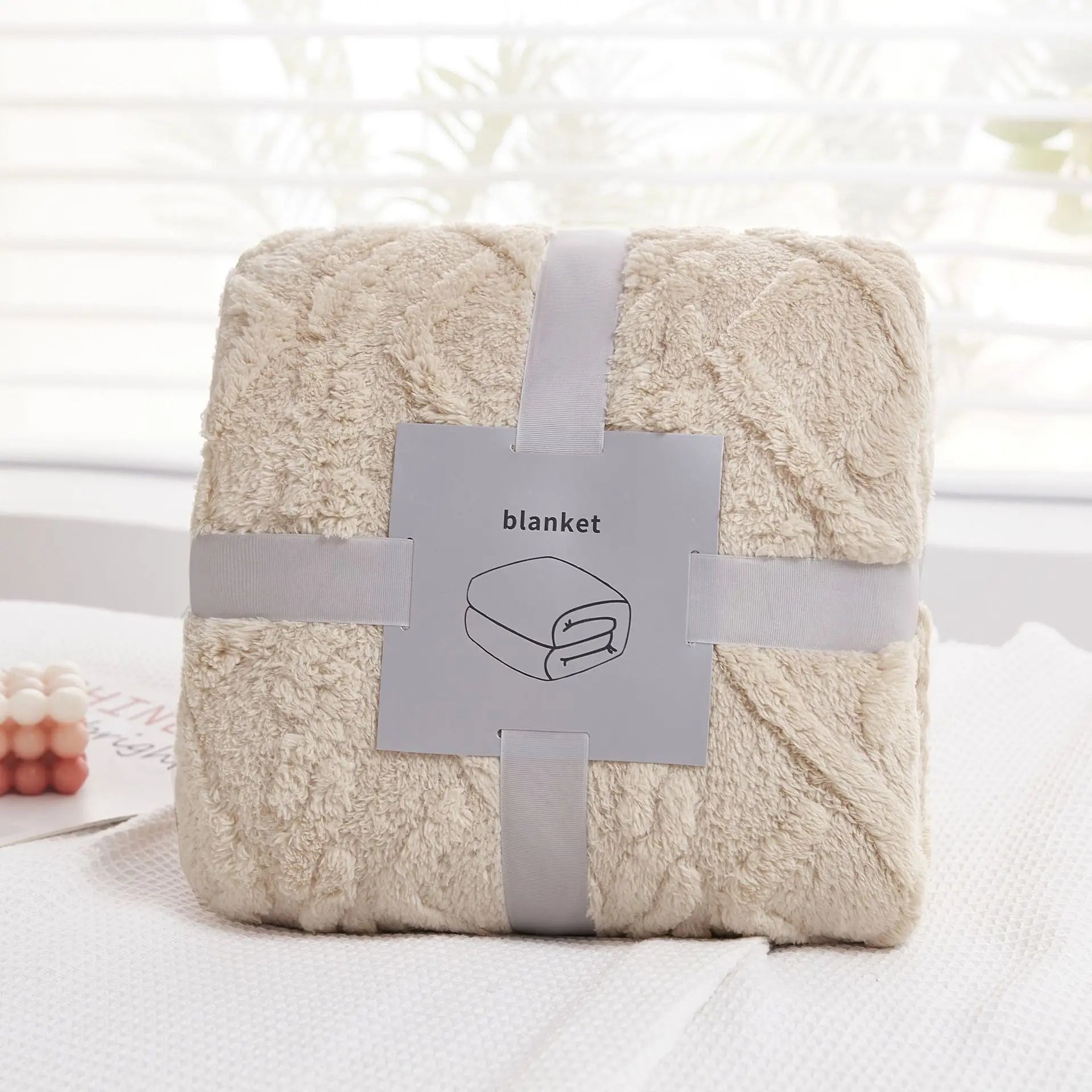 DecorBites™ Cozy Jacquard Plush Blanket: Soft Winter Sofa Throw, Office Travel Nap Shawl