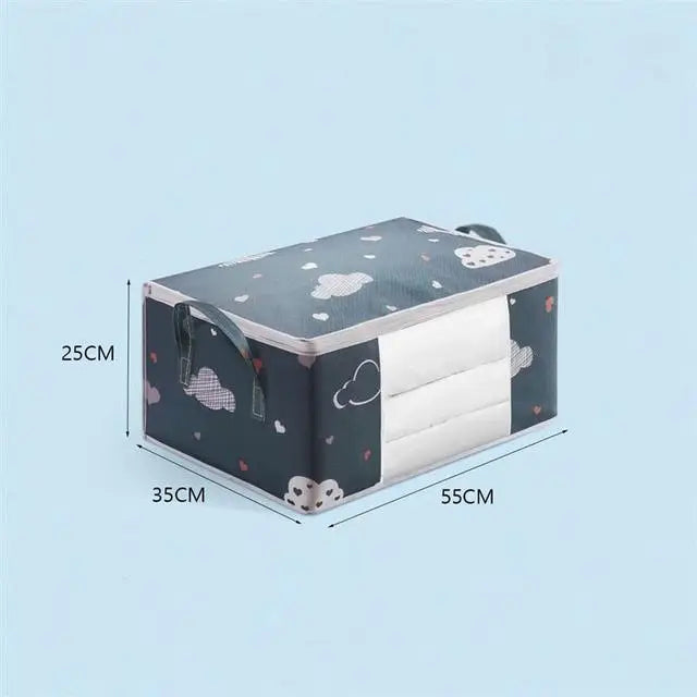 Foldable Large Capacity Clothes Storage Bag Organizer – Reinforced Handle & Sturdy Zipper | Medium 55×35×25 cm / Large 60×40×30 cm