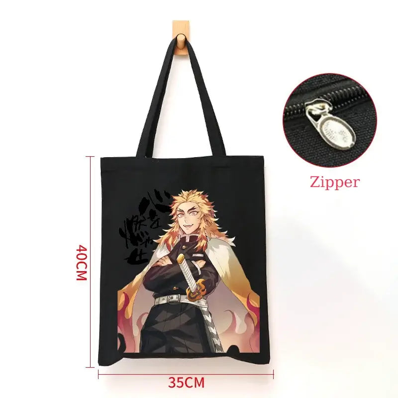 Demon Slayer Canvas Bag: Nezuko & Tanjiro Zipper Tote