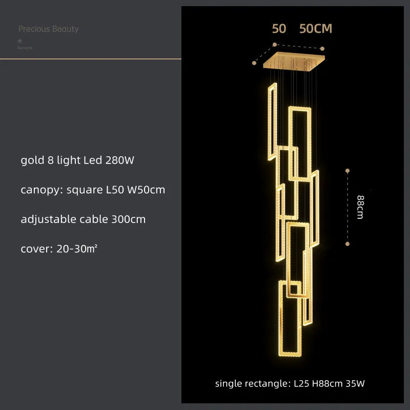DecorBites™ Crystal LED Pendant Light Luxury Stairs Lustre Modern Lighting Fixture