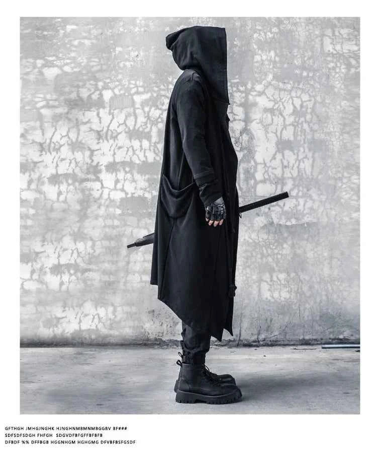 Men's Large Size Windbreaker Gothic Style Hoodie Long