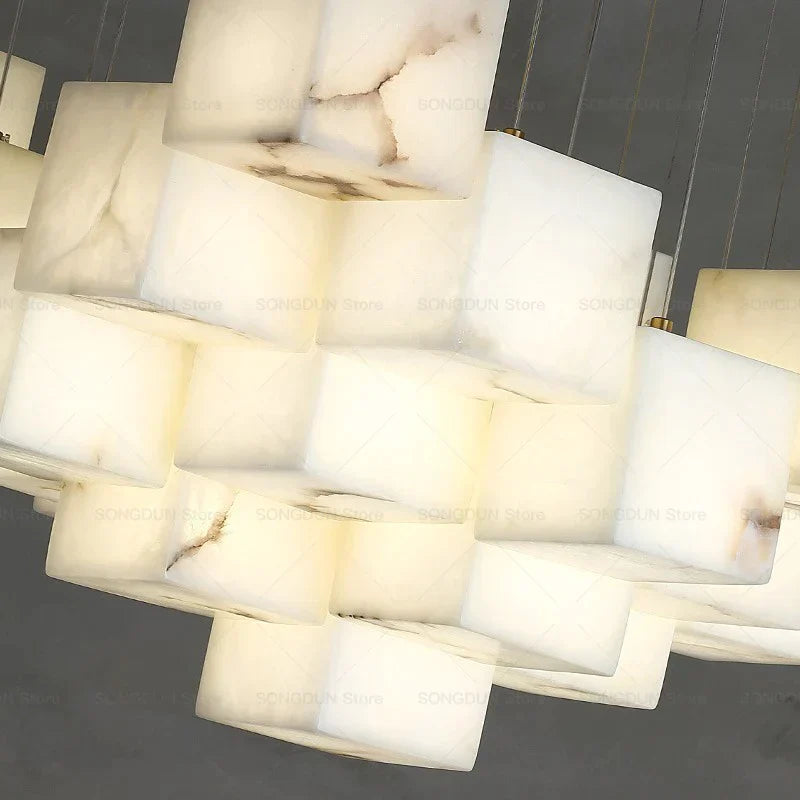 DecorBites™ Jade Design Chinese Chandelier for Duplex Villa Restaurant and Living Room