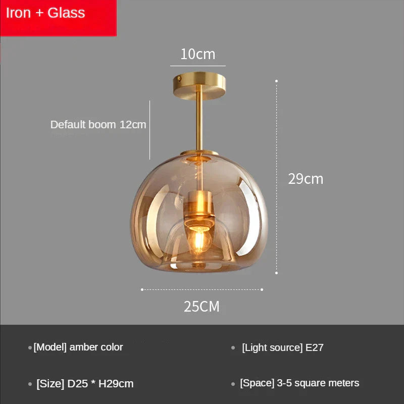 DecorBites™ Glass Ball LED Ceiling Light: Modern Nordic Living Room Bedroom Kitchen Interior Decor
