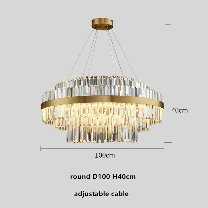 DecorBites™ Gold Metal Crystal Pendant Light - Dimmable LED Hanging Lamp