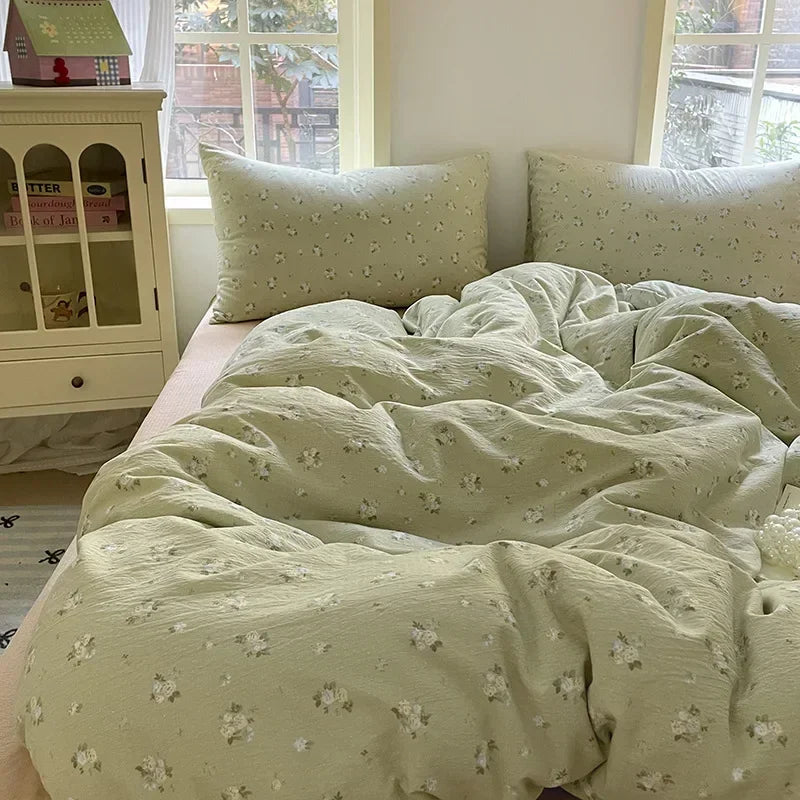DecorBites™ Jacquard Double-Layer Yarn Fitted Sheet Set - Cloud Touch Soft Skin-Friendly Bedroom Decor