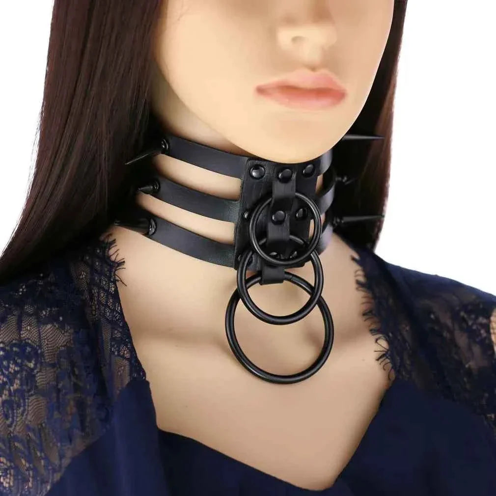 Rivet Leather Bondage Choker Accessories