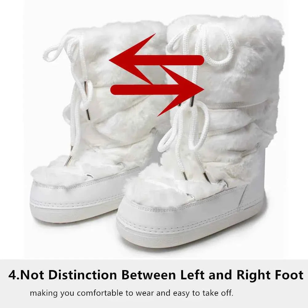 Faux Fox Fur Snow Boots Furry Warm Cotton Boots Female Outdoor Ski Boots