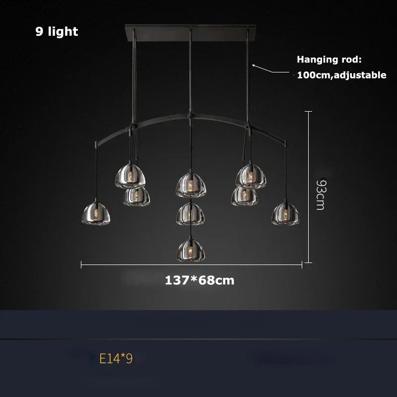DecorBites™ Black Brass American Series Crystal Copper LED Chandelier for Dinning Room