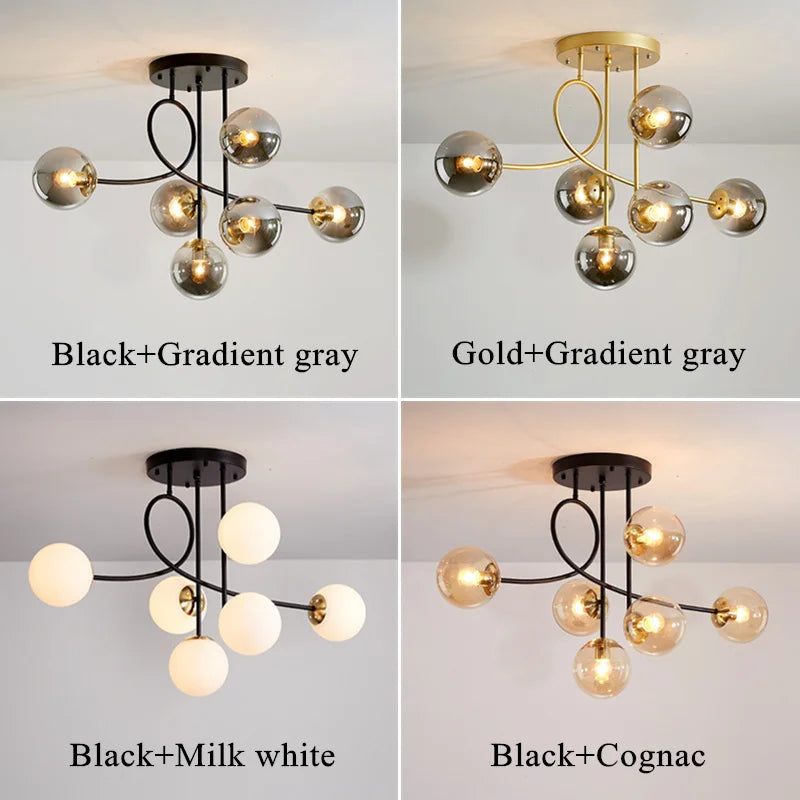DecorBites™ Glass Ball LED Ceiling Chandelier - Modern Nordic Pendant Light for Living Room