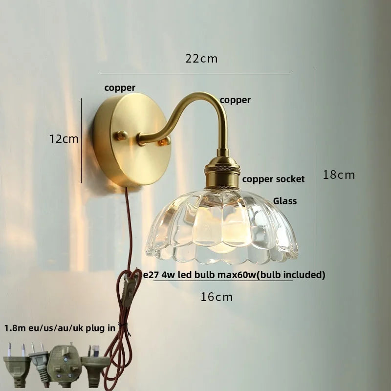 DecorBites™ Green Class Ball LED Wall Light with Copper Socket for Bedroom Living Dining Room