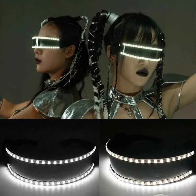 Cyberpunk Futuristic Luminous Rave Goggles LED glowing glasses Accessories
