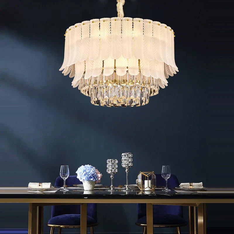 DecorBites™ Crystal Feather Ceiling Pendant Lights for Luxury Home Decor & Living Room