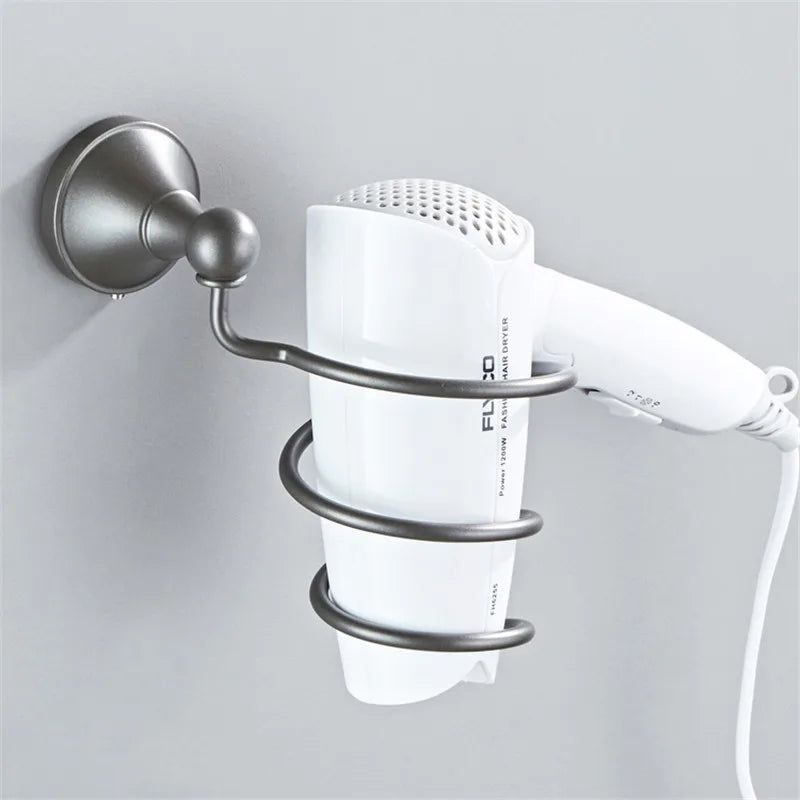 DecorBites™ Gray Bathroom Accessories Set: Towel Rack, Toilet Brush Holder, Shelf, Soap Dish