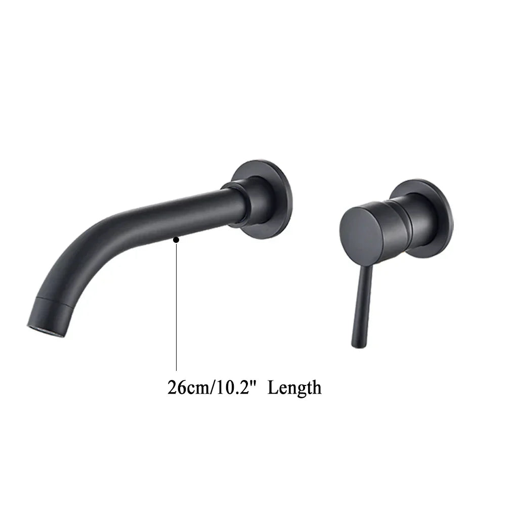 DecorBites™ Gold Brass Bathroom Faucet with Modern Lever Handle, Wall Mount Sink Tap