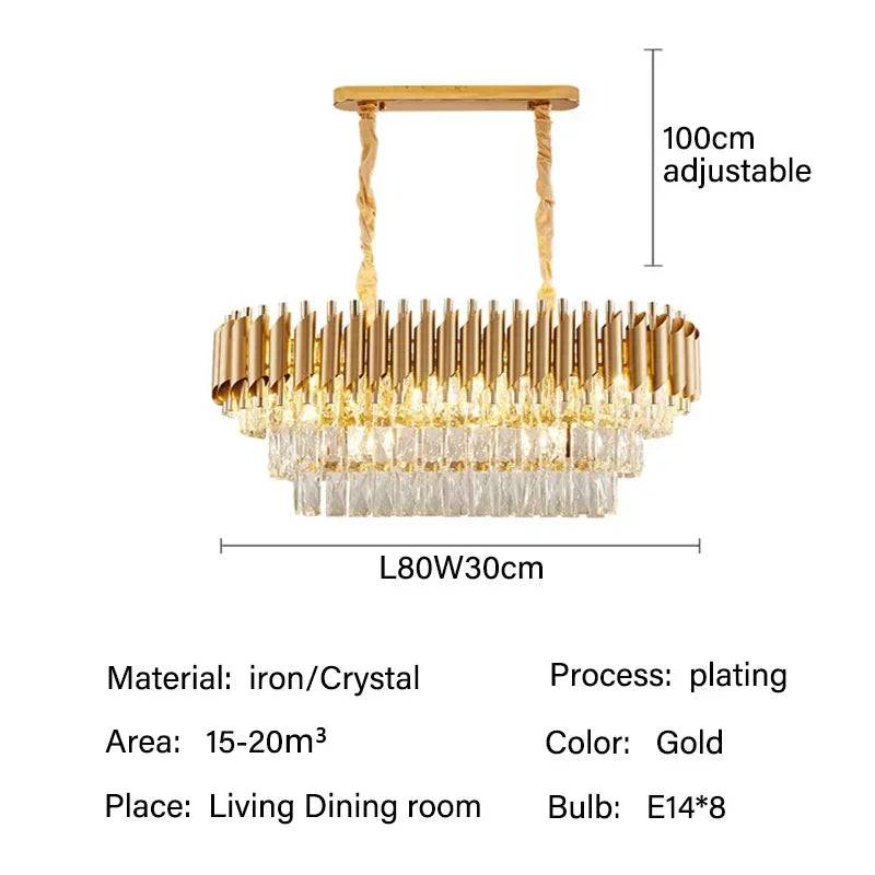 DecorBites™ Crystal Pendant Chandelier - Modern Luxury LED Lighting for Living, Dining, Bedroom