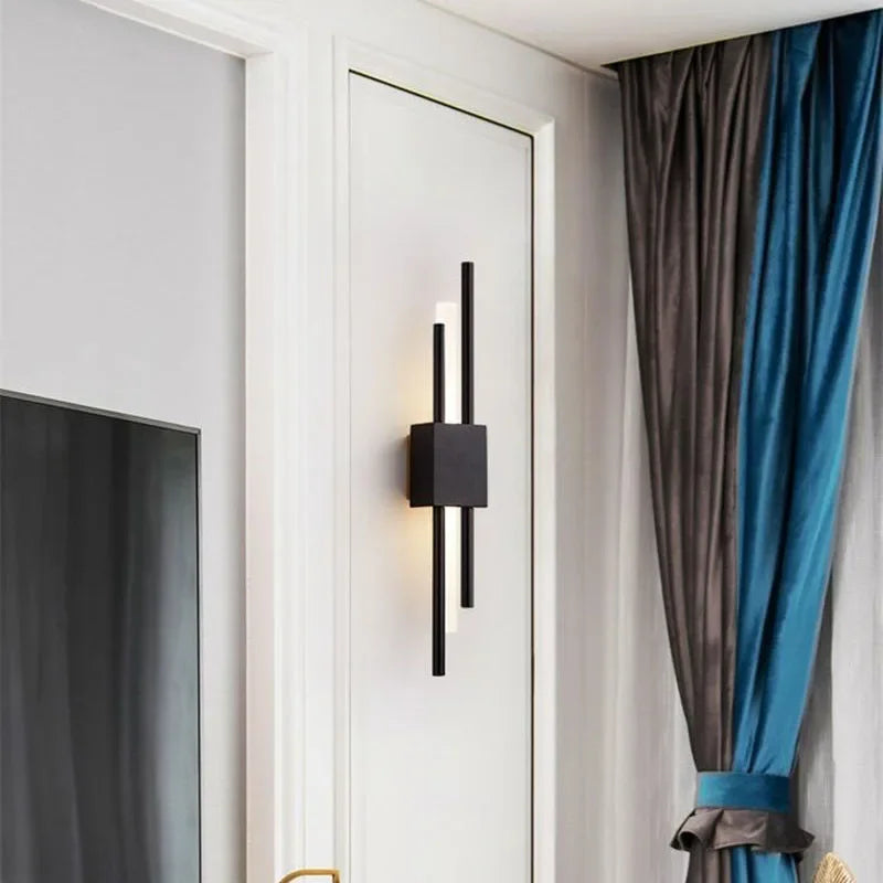 DecorBites™ Gold Tube Wall Sconce Iron Acrylic Modern Bedroom Living Room Lamps