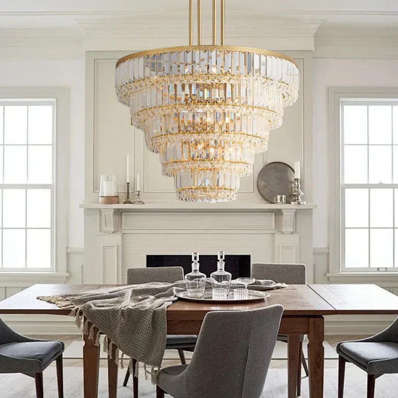 DecorBites™ Gold Crystal LED Multi-layer Pendant Lights for Living Room Bedroom Decoration