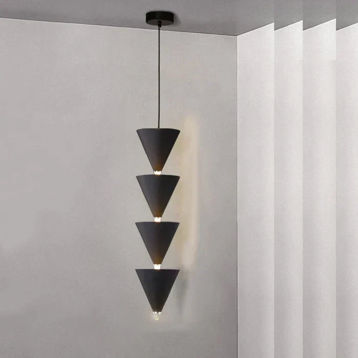 DecorBites™ Cream Bedroom Chandelier: Minimalist Cone Design, Long Line Branches