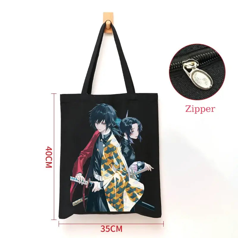 Demon Slayer Canvas Bag: Nezuko & Tanjiro Zipper Tote