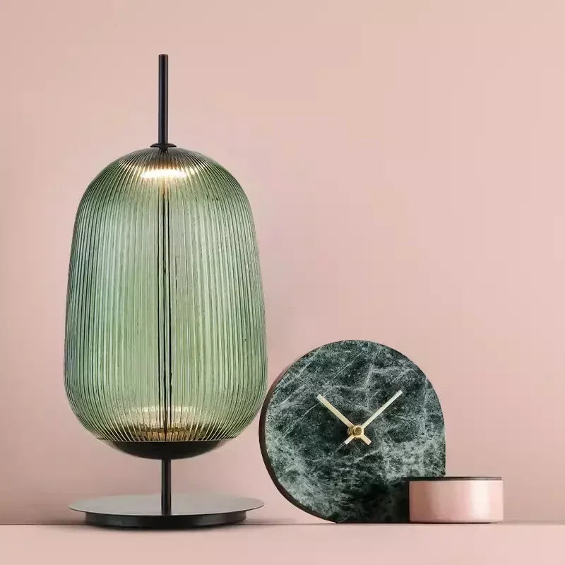 DecorBites™ Green Red Glass Table Lamp LED Lighting for Bedroom and Living Room