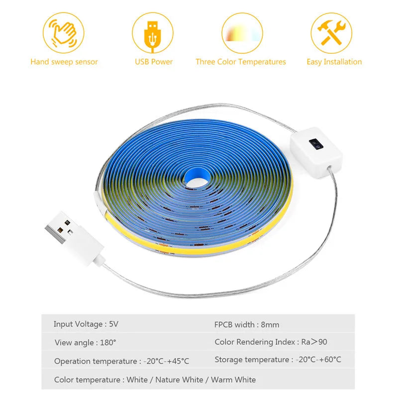 DecorBites™ COB LED Night Light Bar with Hand Sweep Sensor for Room Decor