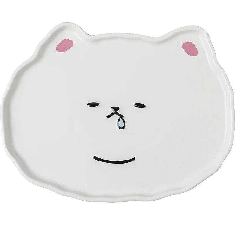 DecorBites™ Cloud Tulip Cartoon Dog Bear Ceramic Dessert Plate Cute Tableware
