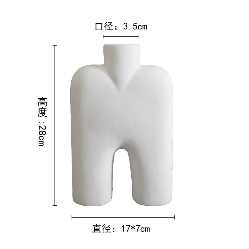 DecorBites™ Geometric Ceramic Vase | Irregular Ornaments | Room Decoration Accessories