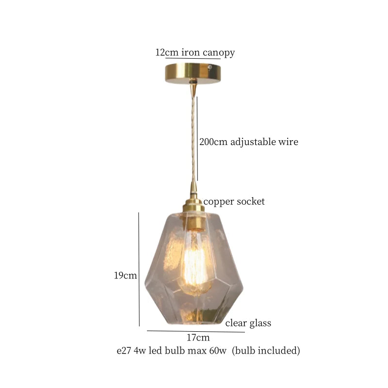 DecorBites™ Cracked Glass LED Pendant Light for Cafe Bar Kitchen Living Room